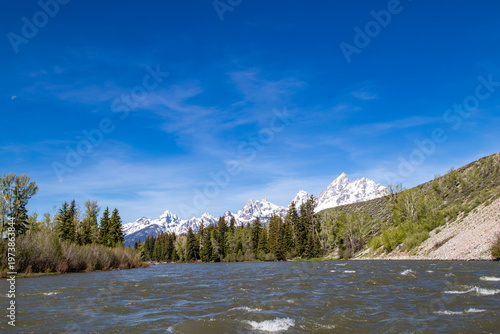 Grand Tetons from the Snake River in Grand Teton National Park, Wyoming, USA