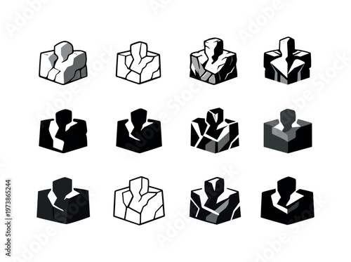 Deleted photo recovery grief fragments. Faded photo thumbnails and broken frames hovering around a person, symbolizing incomplete memories and emotional gaps.