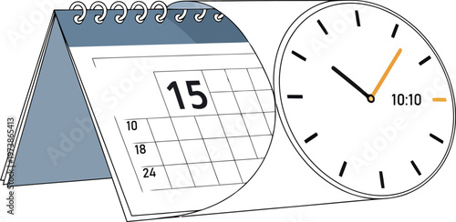 Calendar with date 15 and clock showing 1010 time