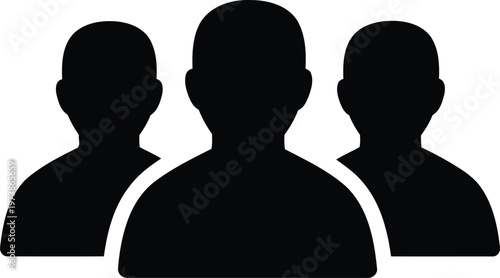 Three silhouetted figures standing side by side in a minimalist style Vector
