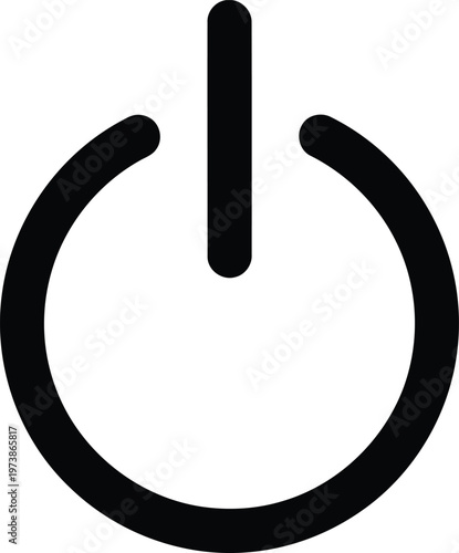 Power button icon with a circular loop and vertical bar design Vector