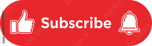 Red subscribe button with thumbs-up and bell icons Vector