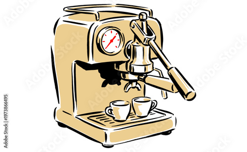 Coffee culture art. Espresso lover club. Morning caffeine ritual print design for t-shirt, poster, sticker, and kitchen decor artwork.