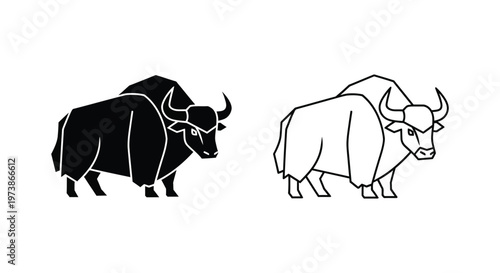 Yak vs Buffalo: Iconic Animal Symbols Vector