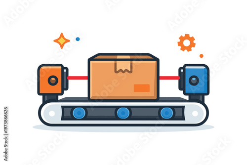 Photoelectric sensor detection capturing objects passing on a conveyor with precise light beam interruption. A tiny emitter and receiver facing each other with