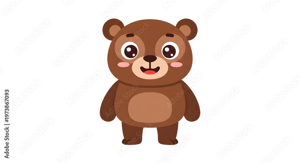 Fototapeta premium Cute cartoon bear with adorable features and a friendly expression. This bear has a charming, smiling face and big, expressive eyes.