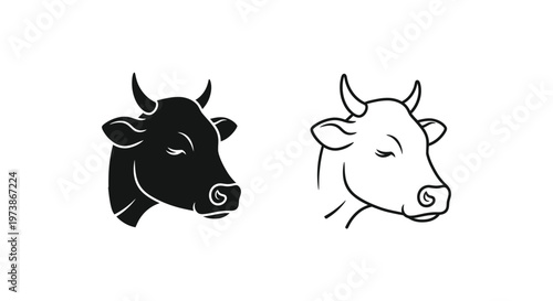 Yin Yang Bull Cow Symbolic Art Design Vector