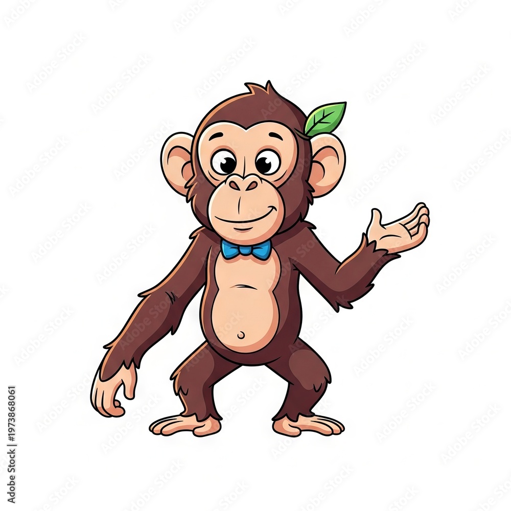 Obraz premium Chimpanzee vector illustration isolated on white background. Cartoon and minimal primate animal suitable for mascots, education, logos, and wildlife-themed designs.