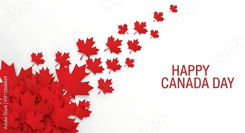 Happy Canada Day festive maple leaves
