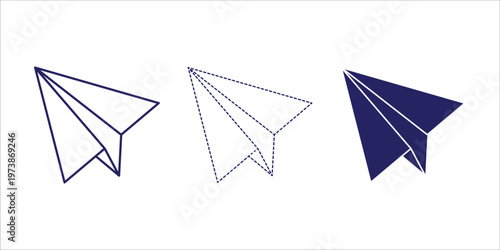 Paper Airplane Line And Solid Icon Set. Communication, Messaging, And Email Symbol Collection. Represents Sending, Delivery, And Flight Concepts Vector Illustration