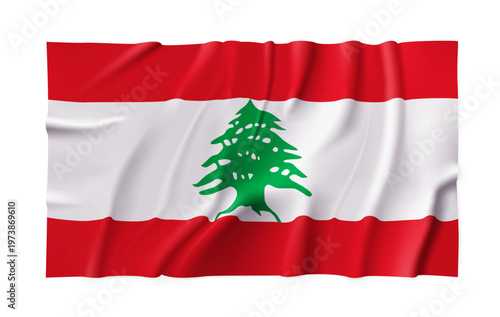 Free Download Lebanon country flag isolated on a transparent background. Silk atlas detailed fabric flag. Vector PNG - GFXLoad