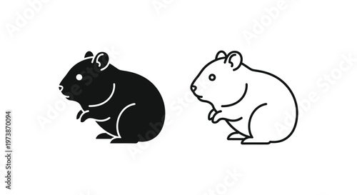 Hamster Icons: Black & White Simple Designs Vector