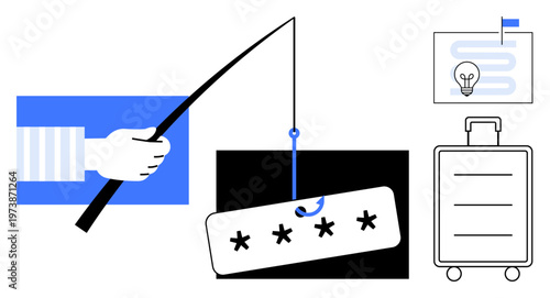 Phishing concept. ion of online threats thumbs up phishing and password theft through social engineering and cyberattacks. Ideal for cybersecurity, education, awareness campaigns, and IT blogs. Broad