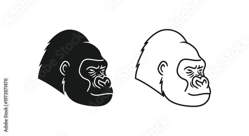 Gorilla Silhouette Designs: Minimalist Art Prints Vector