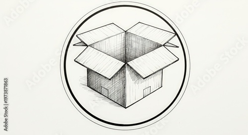 Open Cardboard Box Illustration.