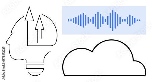 Technology concept. Technology with a focus on innovation, data storage, and soundwave processing. Technology supports digital transformation and data exchange. For AI, cloud storage, and digital