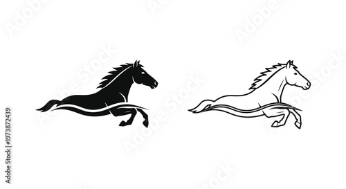 Dynamic Horse Silhouette Art: Galloping Elegance Vector