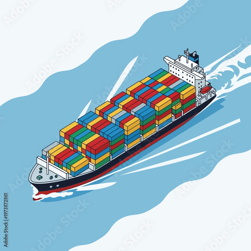 Cargo Ship Carrying Colorful Containers on the Water.