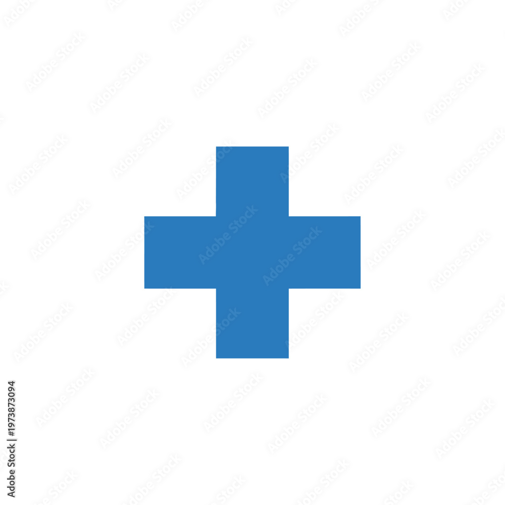 Obraz premium Blue cross symbol on a white background.