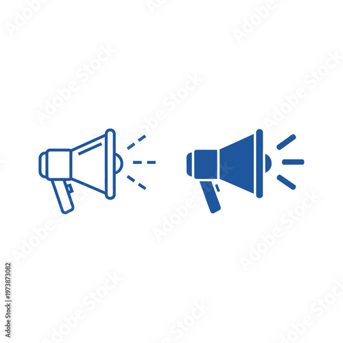 Outline and filled megaphone icons symbolize communication and announcements.