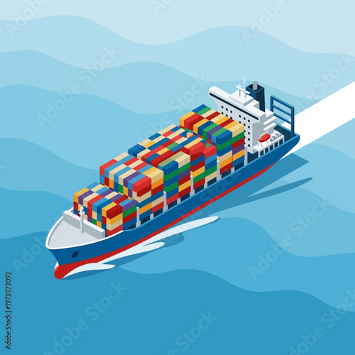 Container Ship Carrying Cargo Across the Ocean.