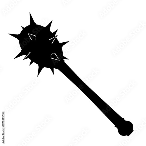 A silhouette of a spiked mace weapon is displayed against a plain white background.
