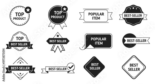 Black and white best seller labels.