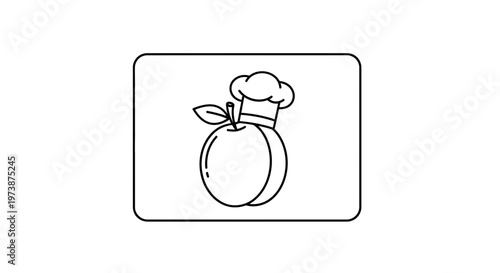 Chef Peach Icon: Fresh Fruit with Chef Hat, Culinary Concept
