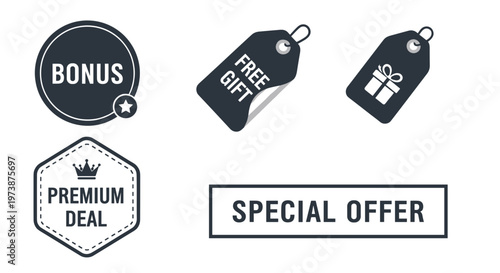 Black and white special offer tags.