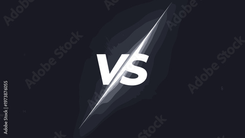 Dramatic versus symbol with bright light slash on dark background
