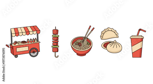 Cart with food and drink items.