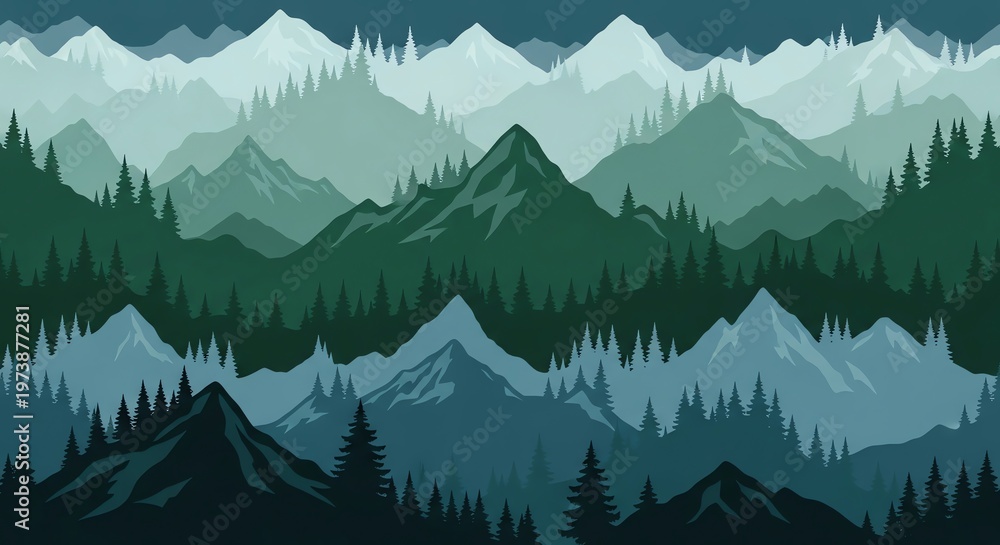 Fototapeta premium Mountain Landscape with Pine Trees.