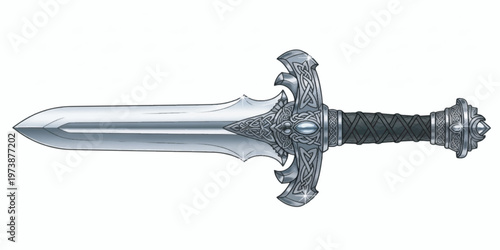 Excalibur sword with ornate hilt.