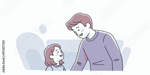 Parent and Child Talking Vector Warm Family Communication Scene