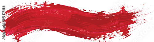 Expressive and vivid red paint stroke, a versatile textured element offering a handcrafted feel for artistic backdrops, graphic compositions, and creative digital designs