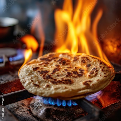 Cooking flatbread over a gas flame