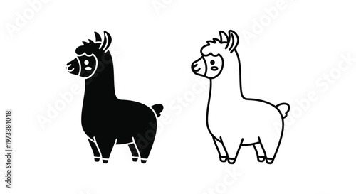 Adorable Cartoon Alpacas: Fun & Cute Animal Drawing Vector