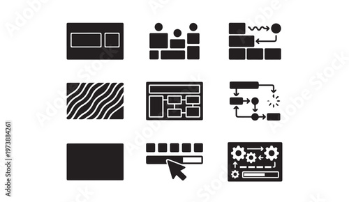 Tableau sur toile Web design and development glyph icons set with development interface internet