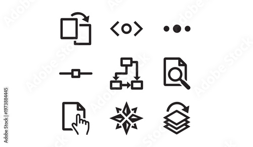 Web development document management user interface action icons collection