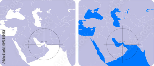 Middle East Map with Hormuz Strait Crosshair Vector (Clean Path, Editable, Copy Space)