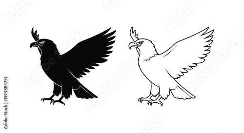 Eagle Symbols: Bold Black & White Eagle Illustrations Vector