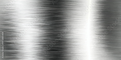 A polished sheet of brushed metal texture features a shiny silver stainless steel plate surface with a grey industrial aluminum pattern