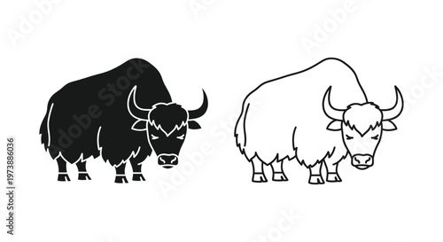 Yak vs Buffalo: Iconic Animal Symbols Design Vector