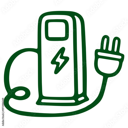 Electric Vehicle Charging Station Icon For Green Transportation Concept Vector Illustration
