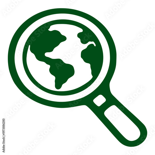 Magnifying Glass With Earth Globe For Environmental Research And Global Discovery Concept Vector Illustration