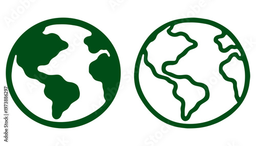 Earth Globe Icons In Solid And Outline Style For Global Ecology And Geography Vector Illustration 