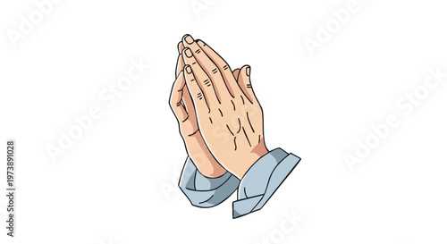 Vector illustration of praying hands. A spiritual gesture of faith, hope, and worship isolated on a white background
