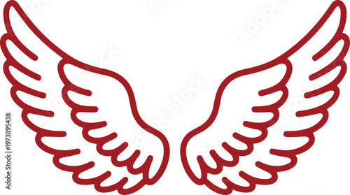 Red Outline of Angel Wings