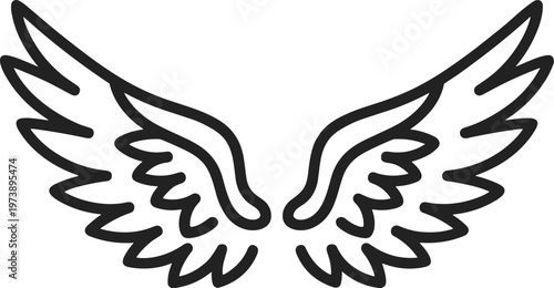 Black Outline of Angel Wings