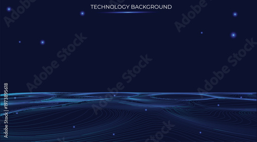 Undulating floor. Background of fiber-optic strands orbiting like a galaxy in the universe. An elegant and futuristic technological concept ideal for fintech and internet presentations. UI/UX. Floor.